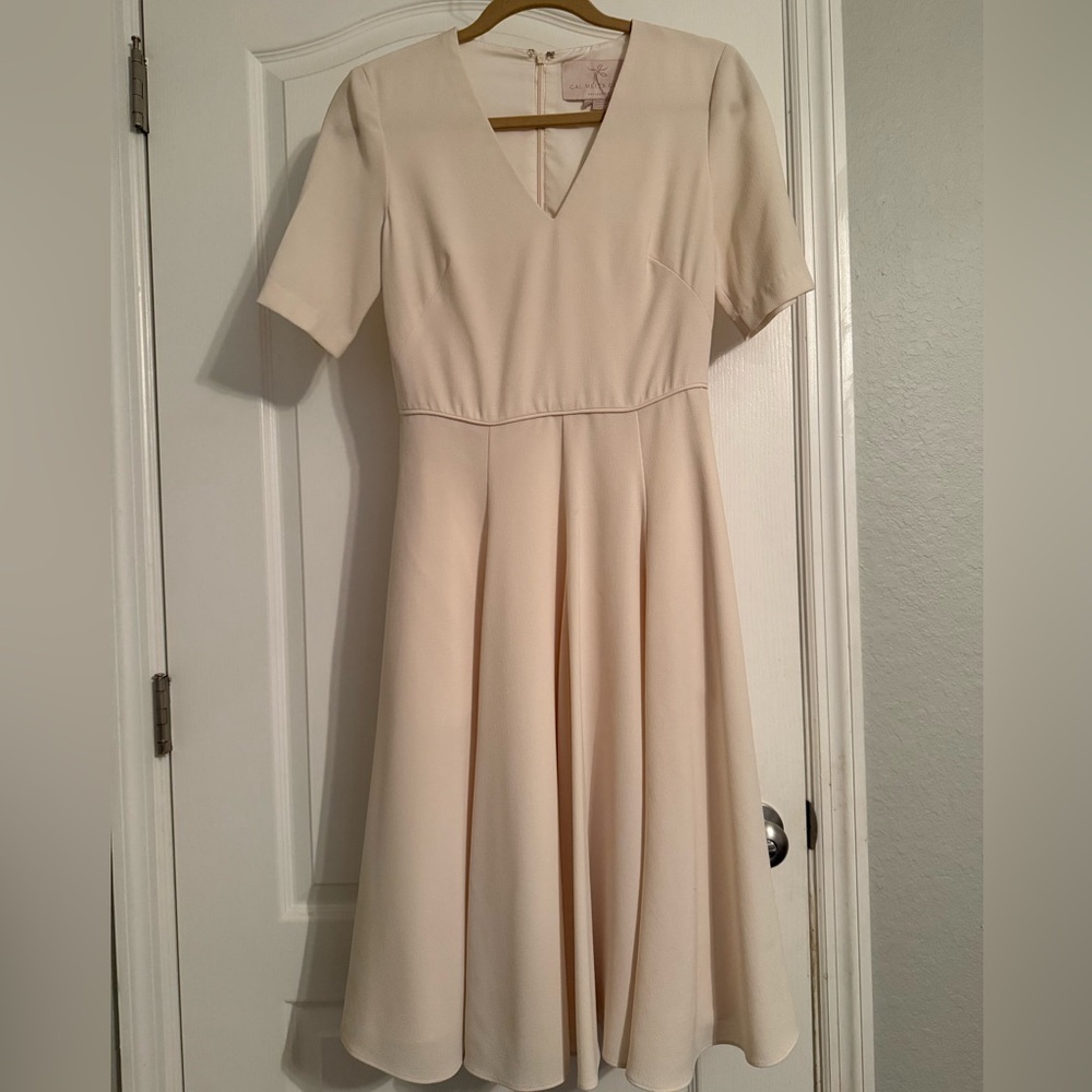 Gal Meets Glam Edith Fit and Flare Ivory Dress